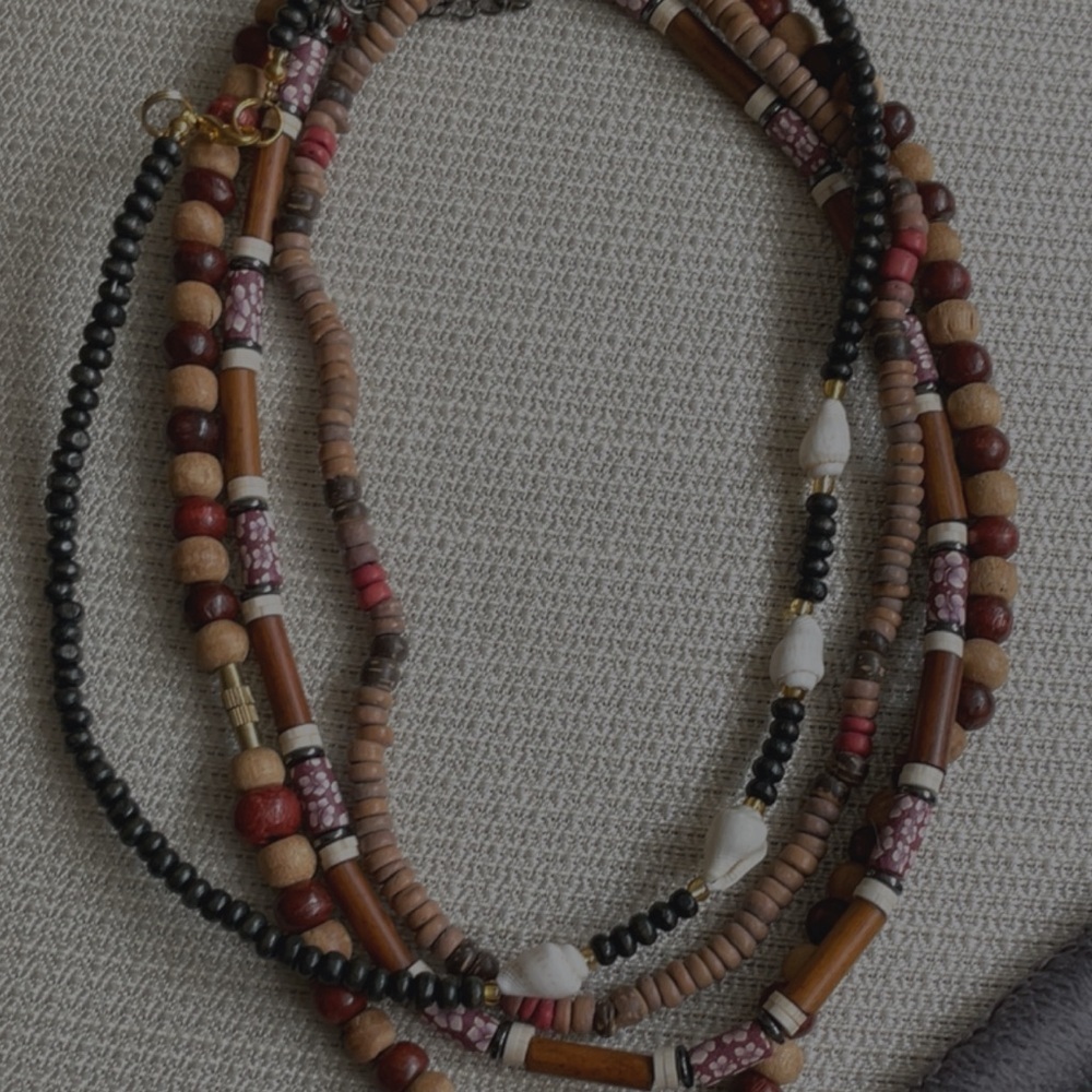 Bohemian Multi-Color Beaded Necklace Tribal Surfer 4 necklaces in all M